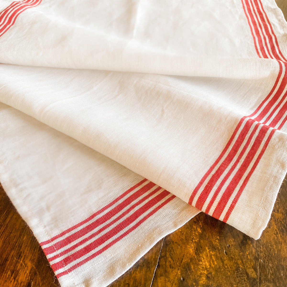 Red Striped Linen Table Runner