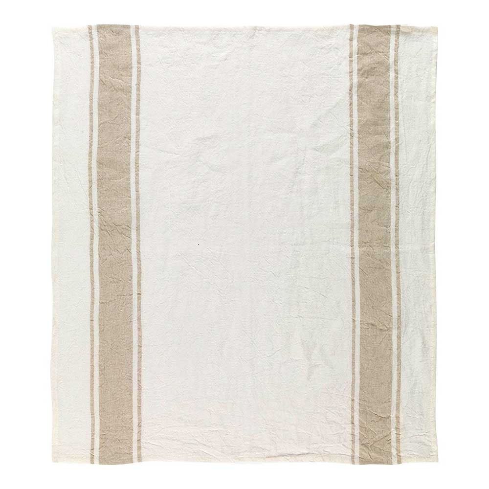 Natural Linen Kitchen Towel - White With Beige Border – Olde Tyme  Marketplace